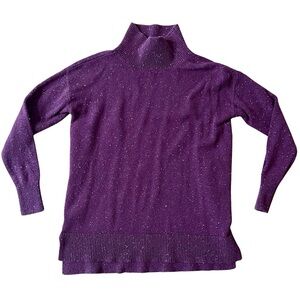 LOFT Purple Sparkle Turtleneck Sweater XS